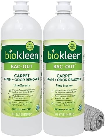 Biokleen Bac-Out Enzymatic Stain Remover - 2 Pack 32 oz with Micro Towel