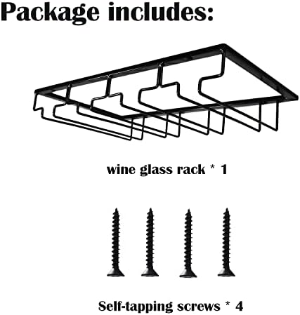 4 Rows Wine Glass Rack Under Cabinet 2 Packs Stemware Holder