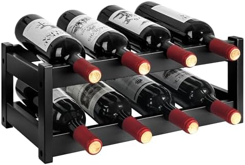 VASMIA Bamboo Wine Rack 2-Tier Black
