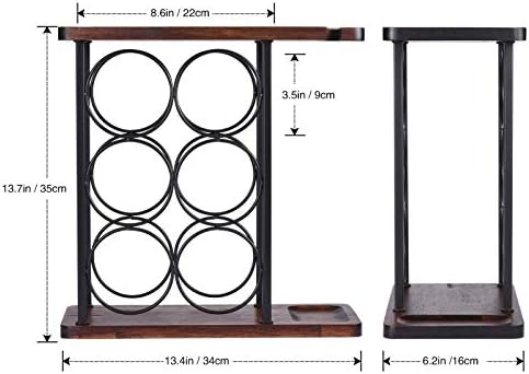 ALLCENER 6-Bottle Wine Rack with Glass Holder