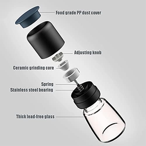 Salt and Pepper Grinder Set with Clear Glass Body
