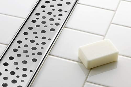 DreamDrains 32 in Linear Shower Drain with Rain Pattern Grate