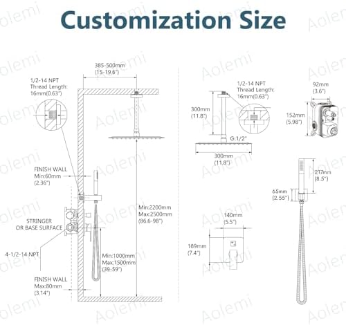 Aolemi Ceiling Mount Shower System with Rainfall and Handheld