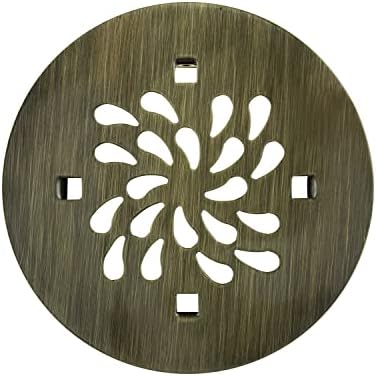 Uni-Green 4-14 Round Shower Drain Grate - Antique Brass Waterdrop Shape