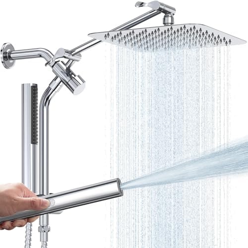 Veken 10 All Metal Rain Shower Head with Handheld Combo