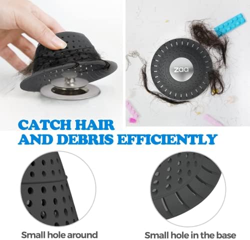 Zaa Bathtub Drain Hair Catcher 2 Pack Silicone Collapsible