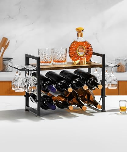 Vilaxing Countertop Wine Rack 8 Bottles 12 Glasses 1