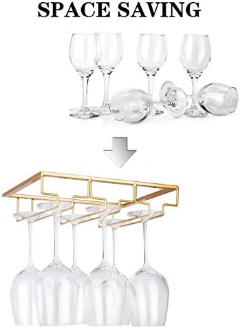 FOMANSH Wine Glass Rack - Gold Metal Cabinet Holder for Bar Kitchen