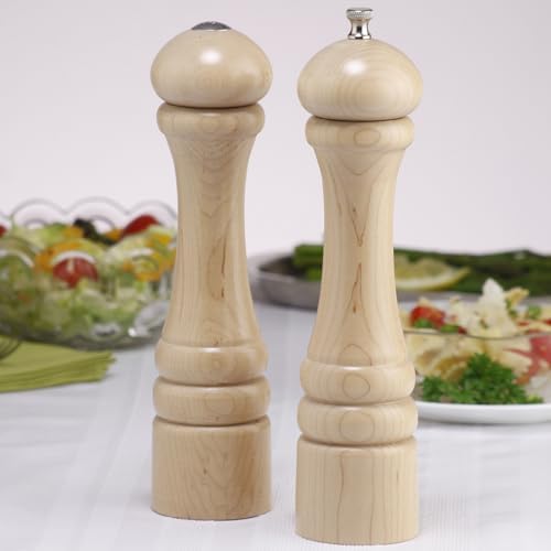 Chef Specialties 10-Inch Pepper Mill and Salt Shaker Set - Natural - USA Made