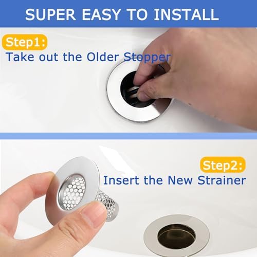 Anteecana 4PCS Stainless Steel Drain Strainer for Bathroom Sink