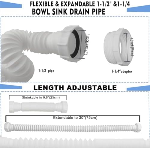 TGEOND Flexible 1-12 P-Trap 30 Inch White