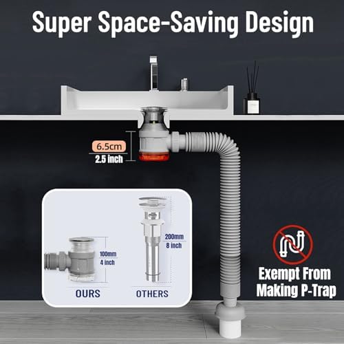 JHBKing Bathroom Sink Drain Kit with Flexible Pipe 1