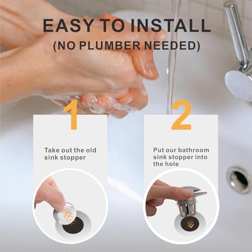 Wellup Universal 2-in-1 Sink Stopper with Hair Catcher