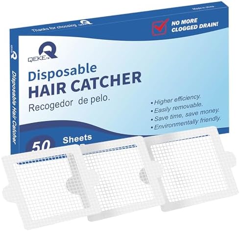 Qeke Disposable Hair Catcher Drain Stickers 50 Pack Square 41 Inch