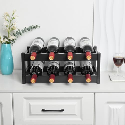VASMIA Bamboo Wine Rack 2-Tier Black
