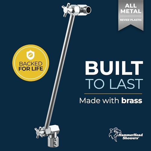 HammerHead Showers All Metal 16 Inch Adjustable Arm - Chrome Shark Teeth Locking