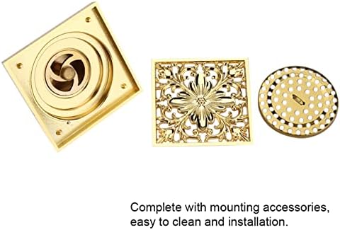 Topyond Brass Square Shower Drain with Antique Design