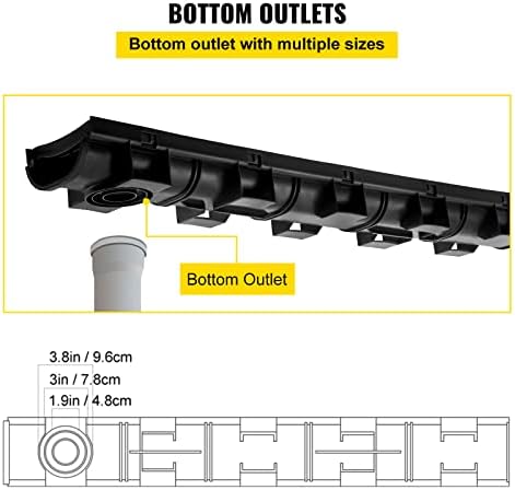 VEVOR Trench Drain System 57x31-Inch HDPE Black 5-Pack
