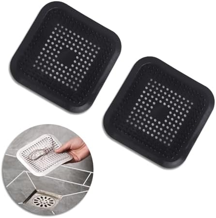 Flasidu 2-Pack Black Drain Hair Catcher for Sink and Shower