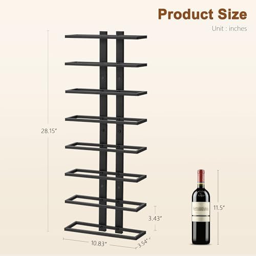 Hoctieon 3-Set 8 Tier Wall Mounted Wine Rack Black