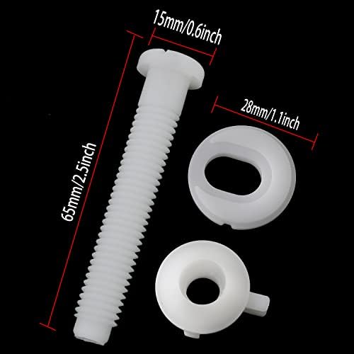 ZZLZX Toilet Seat Screws 4Set White Plastic Hinge Bolts with Nuts and Washers