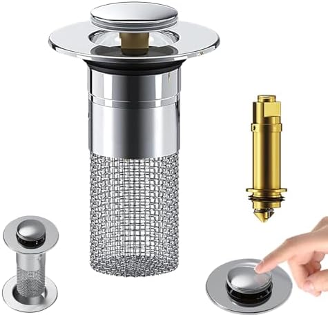 Zehhe Pop Up Sink Drain Strainer with Stainless Steel Basket