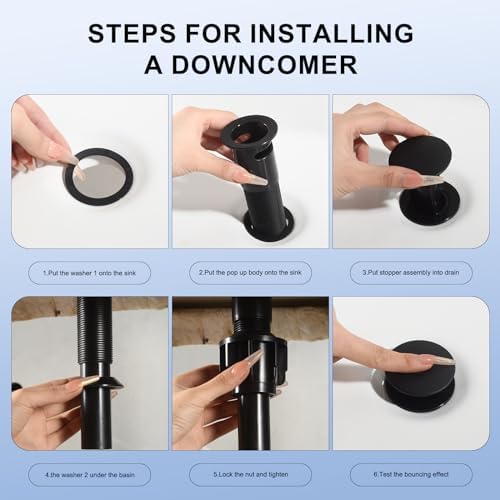 Jorilaisa Pop Up Drain Stopper with Overflow - Matte Black