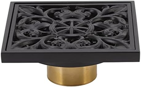 Square Shower Floor Drain with Removable Cover Matte Black 4 Inch