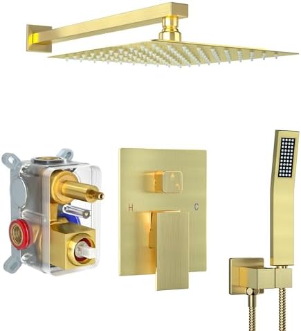 10 Inch Brushed Gold Rain Shower Set with High Pressure Handheld