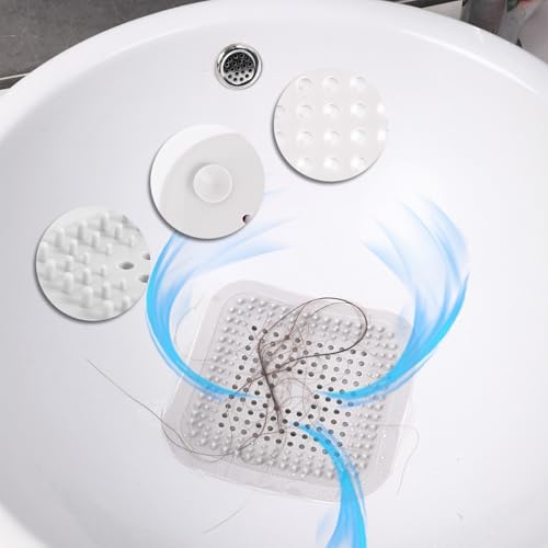 Flasidu 2-Pack Black Drain Hair Catcher for Sink and Shower