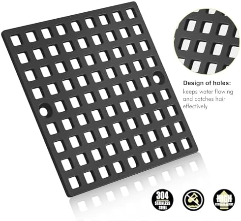 Yaseingoo 2PC 4 Inch Matte Black Shower Drain Cover