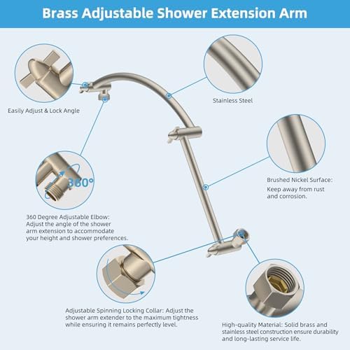 Hibbent 20 All Metal Adjustable Shower Arm