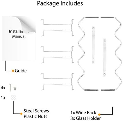 Wallniture Piccola Under Cabinet Wine Rack and Glasses Holder