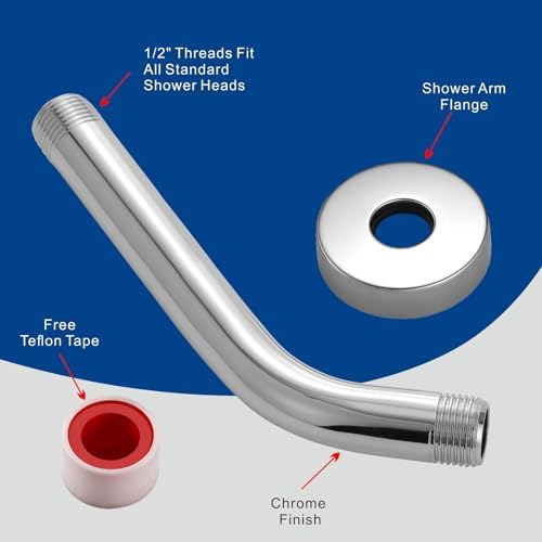 Eolax 8 Inch Chrome Shower Arm and Flange with Flange
