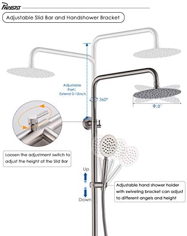 PHASAT 304 Stainless Steel 3 Function Shower Set