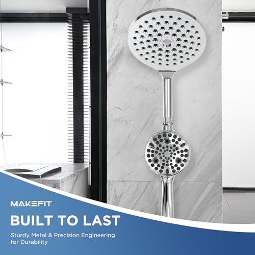MakeFit Dual Shower Head Combo with 10 Modes and 8 Inch Rainfall