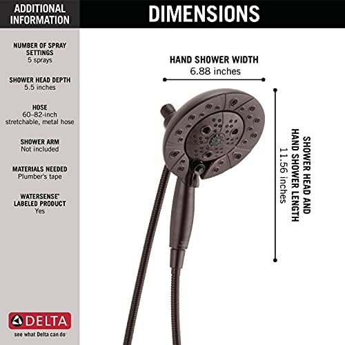 Delta H2Okinetic In2ition 5-Setting Handheld Shower Head with Hose Venetian Bronze