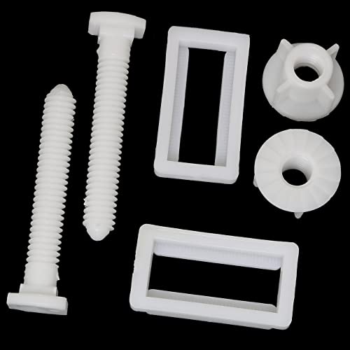 Rectangular Toilet Seat Hinge Bolt Set 2PCS White Plastic