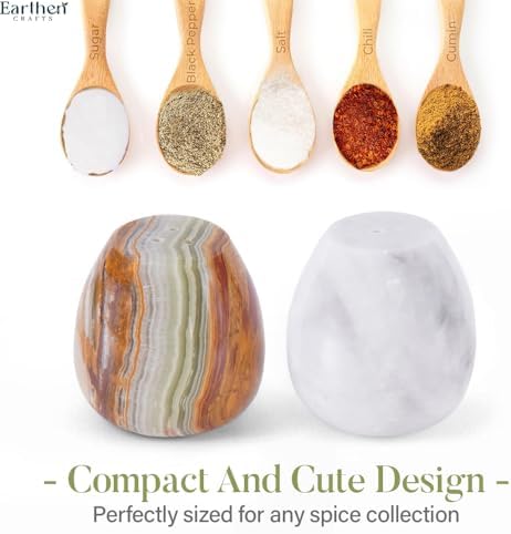 EARTHEN CRAFTS Marble Salt Pepper Egg Shape Set of 2