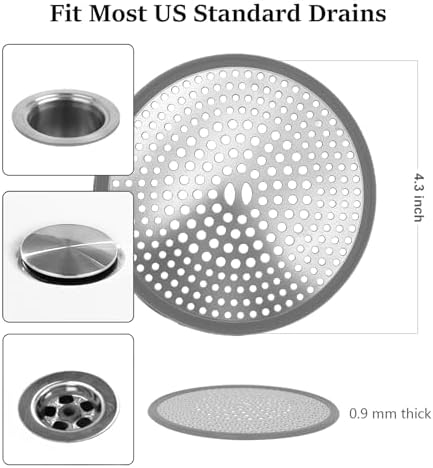 TTRWIN Drain Hair Catcher 304 Stainless Steel Anti-Slip Silicone