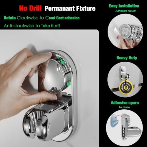 RIVOODS Adjustable Shower Head Holder with 90 Downward