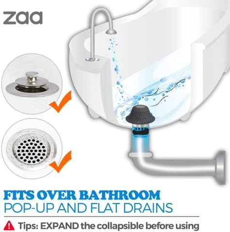 Zaa Bathtub Drain Hair Catcher 2 Pack Silicone Collapsible