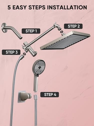 Cobbe 118 Inch Rain Shower Head with 6 Modes Handheld Combo