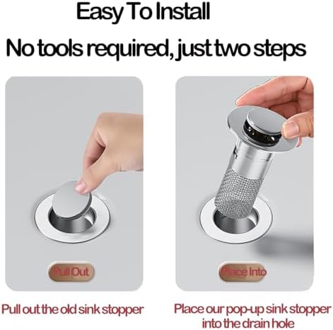 Zehhe Pop Up Sink Drain Strainer with Stainless Steel Basket