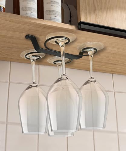 GeLive 9 Inch Under Cabinet Wine Glass Holder Organizer with 4 Hooks