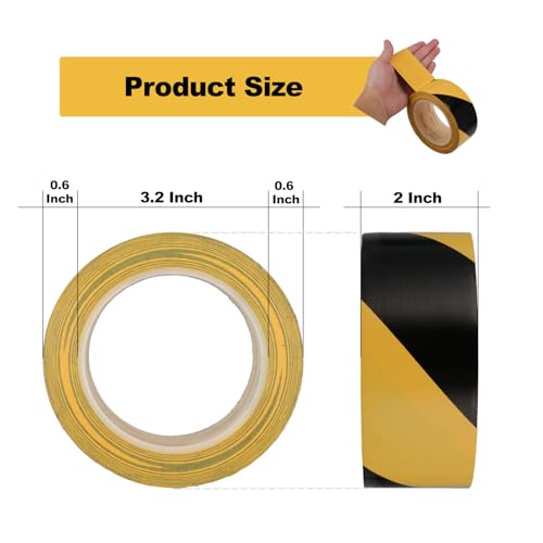 LeaGerous Yellow-Black Safety Warning Tape 2x36 Yards 4 Rolls