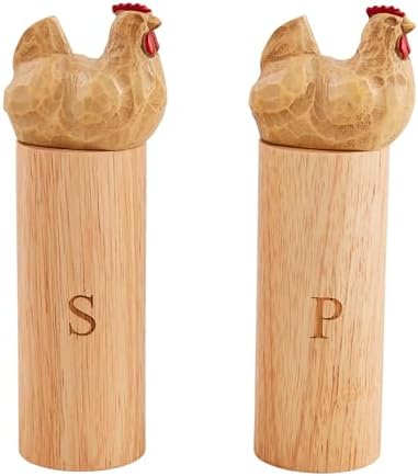 Mud Pie 7 x 2 Dia Chicken Salt Pepper Grinders Brown 1