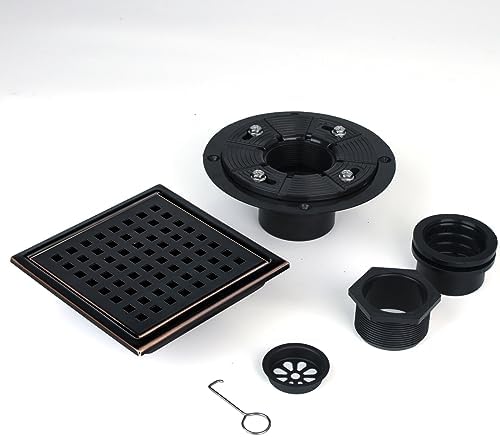 SaniteModar 6 Inch Shower Floor Drain with Flange and Removable Grid Panel