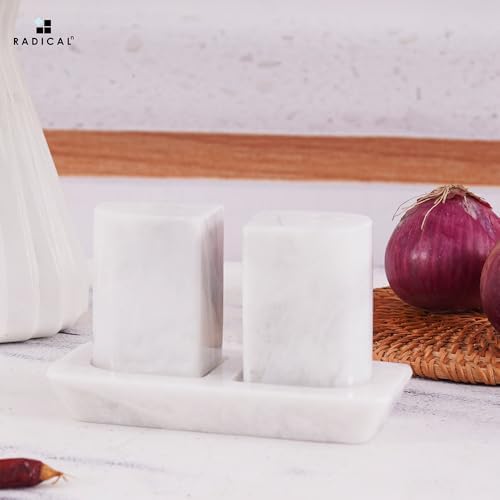 Radicaln Marble Salt and Pepper Shakers Set of 2 with Tray