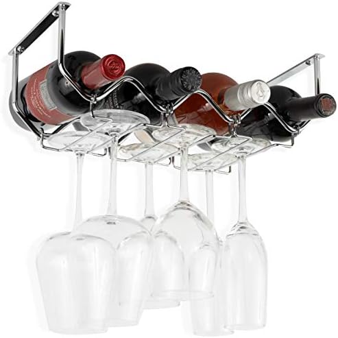 Wallniture Piccola Under Cabinet Wine Rack and Glasses Holder